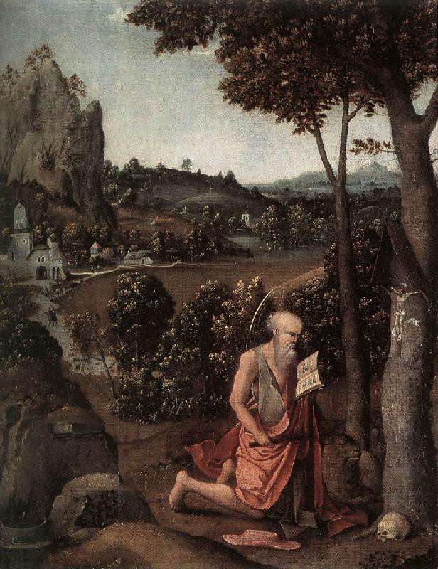 PATENIER, Joachim Rocky Landscape with Saint Jerome af oil painting image